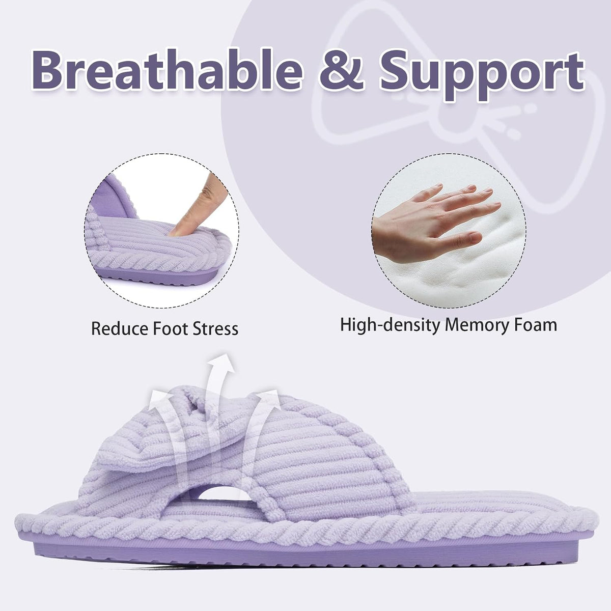 GOEWY Cute Slippers for Women Indoor with Bow Open Toe Summer Shoes