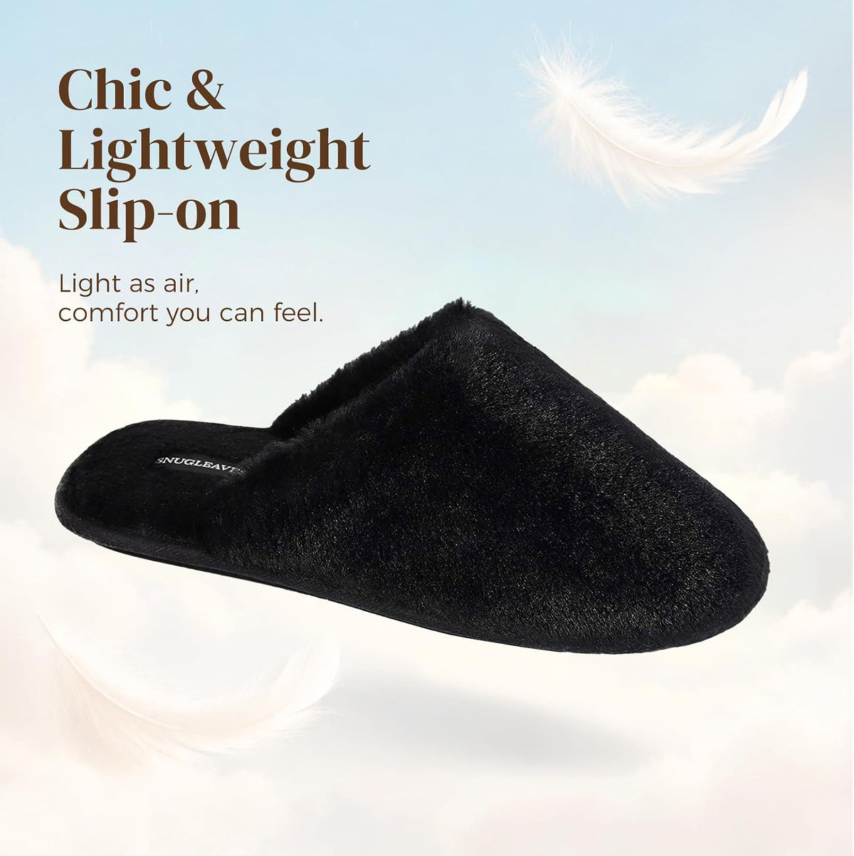 Snug Leaves Women's Fuzzy Scuff Slippers Memory Foam Non-slip House Shoes