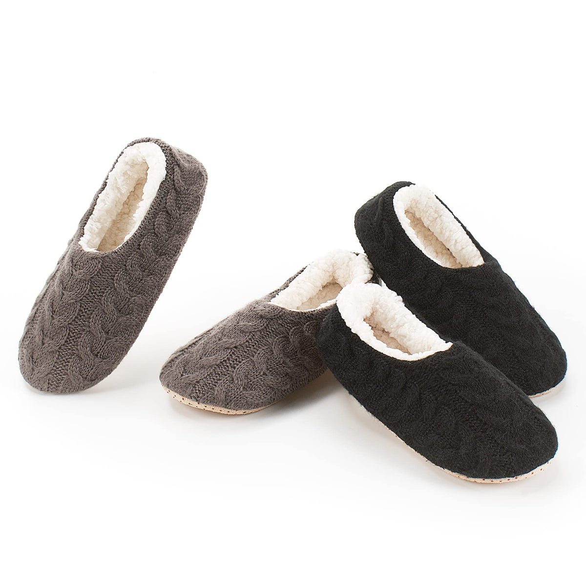 cosyone1997 Womens 2-Pair Knit Slippers Non Slip Slipper Socks