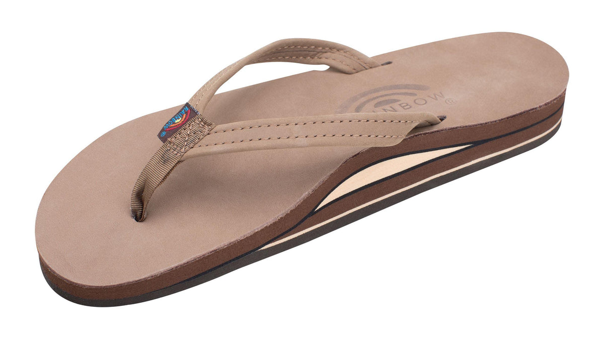 Rainbow Sandals Women's Double Layer, Narrow Strap, Leather Sandals w/Arch