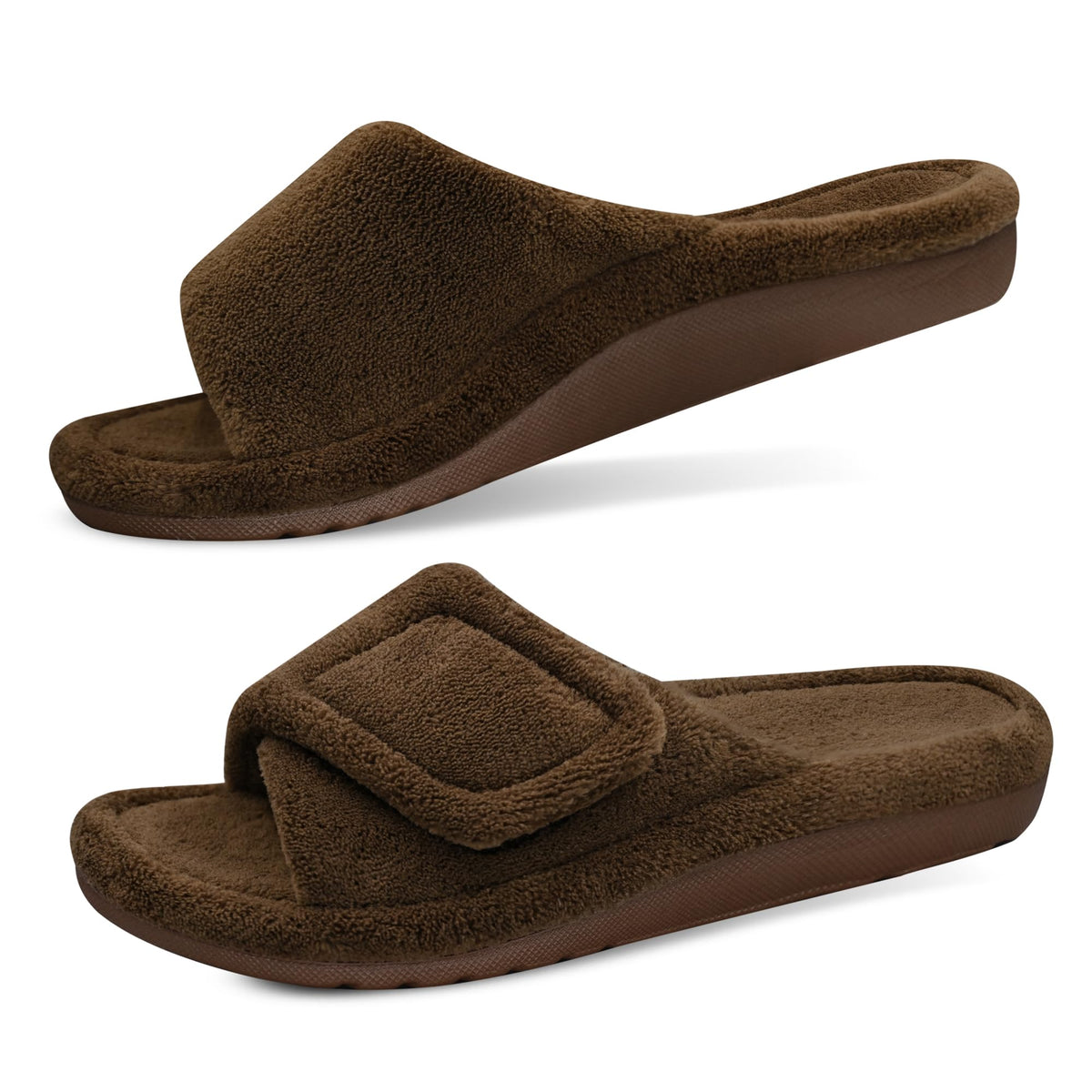 GRITHEIM Women's Orthotic Arch Support Slippers Fuzzy Adjustable Orthopedic Slippers for Plantar Fasciitis Furry Slide for Ladies