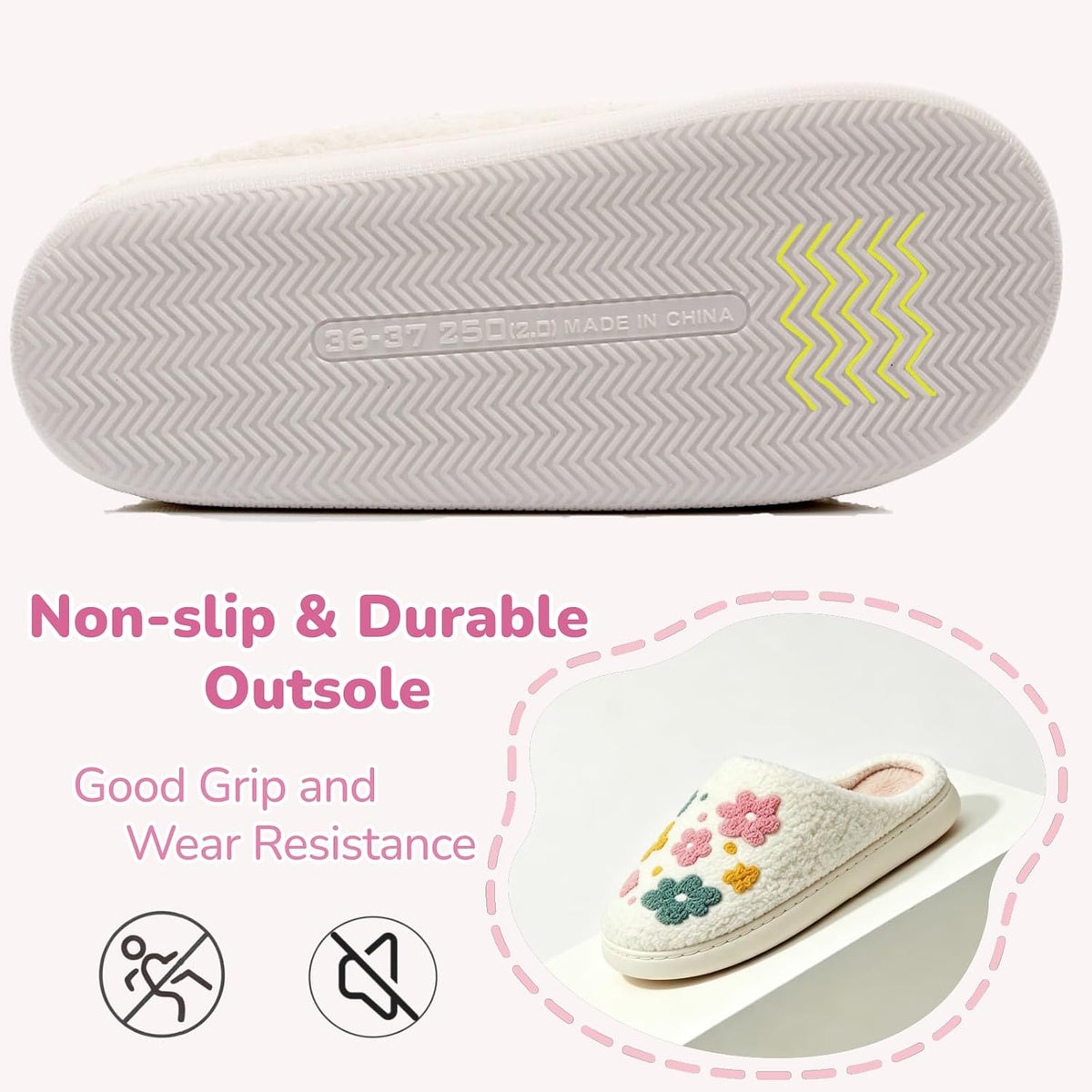 Cute Fuzzy Slippers for Women Men Memory Foam House Shoes indoor outdoor