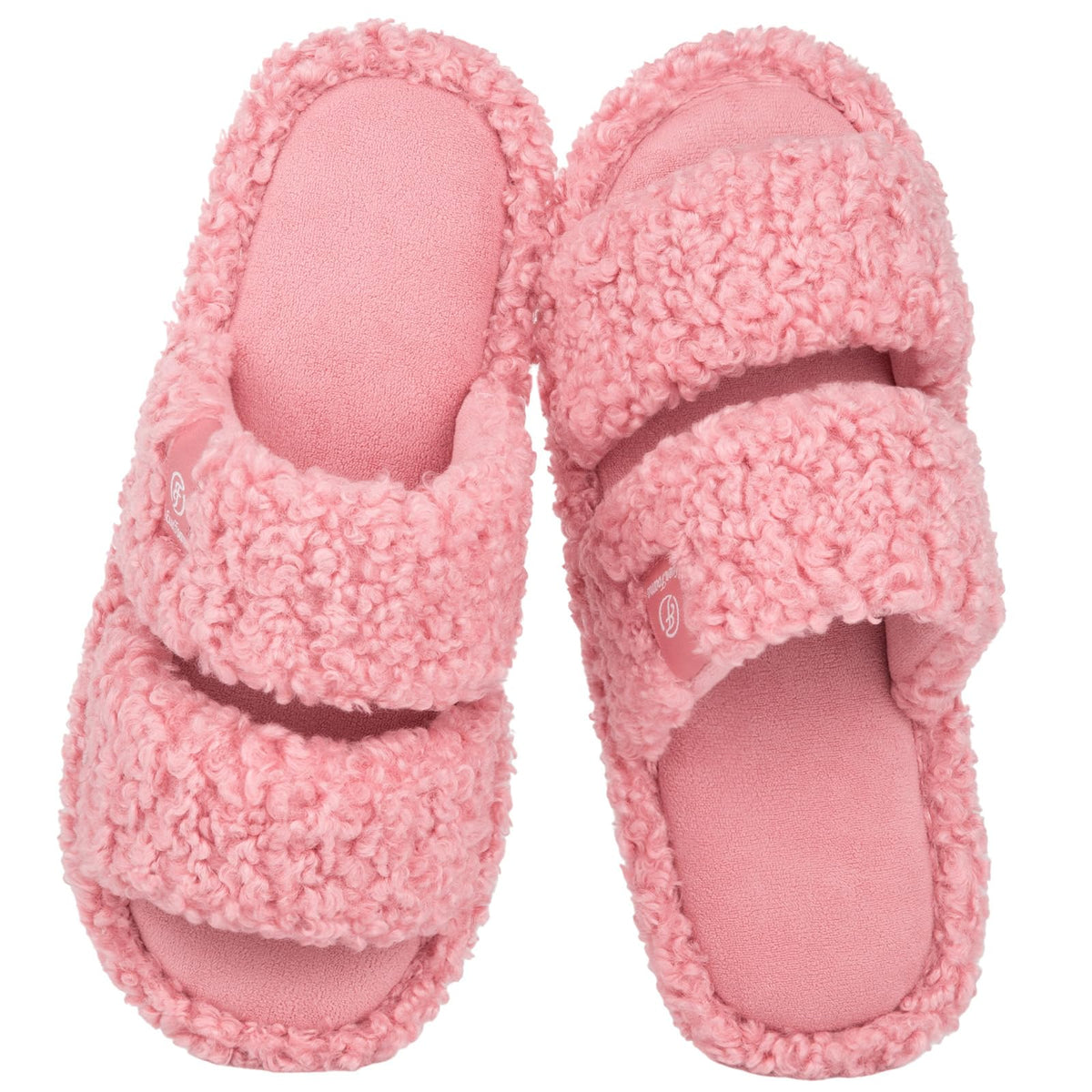 EverFoams Women's Fuzzy Open Toe Slippers Memory Foam Indoor House Shoes