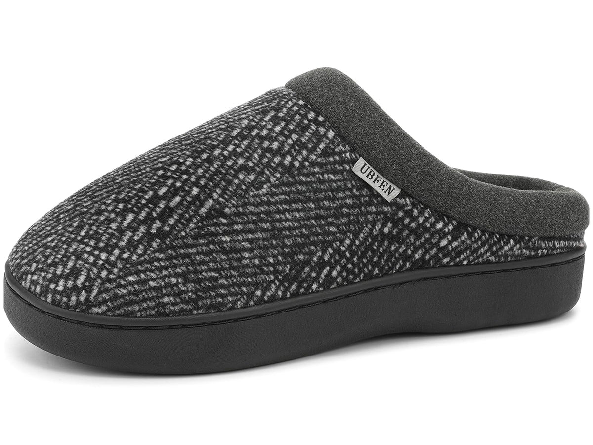 UBFEN Mens Womens Slippers Classic Plaid Winter Warm with Memory Foam Fluffy House Shoes Platform Indoor Bedroom