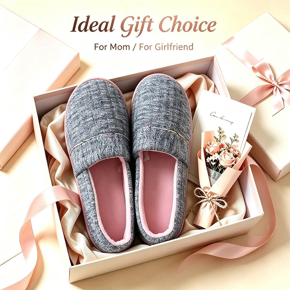 Urbancolor Women Washable Closed Back Indoor Slippers Anti-Slip House Slipper Breathable Home Shoes