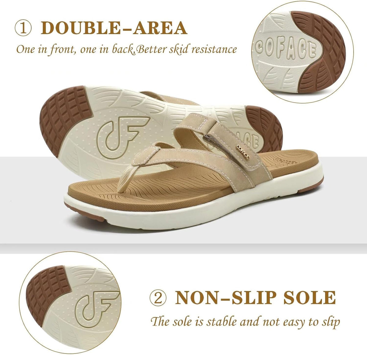COFACE Womens Orthopedic Flip Flops Arch Support Yoga Walking Thong Sandals