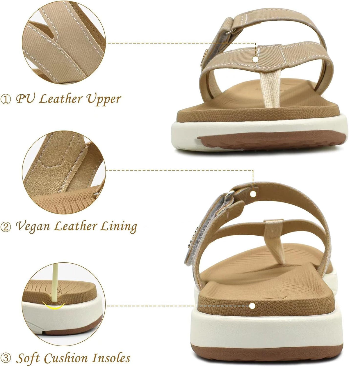 COFACE Womens Orthopedic Flip Flops Arch Support Yoga Walking Thong Sandals