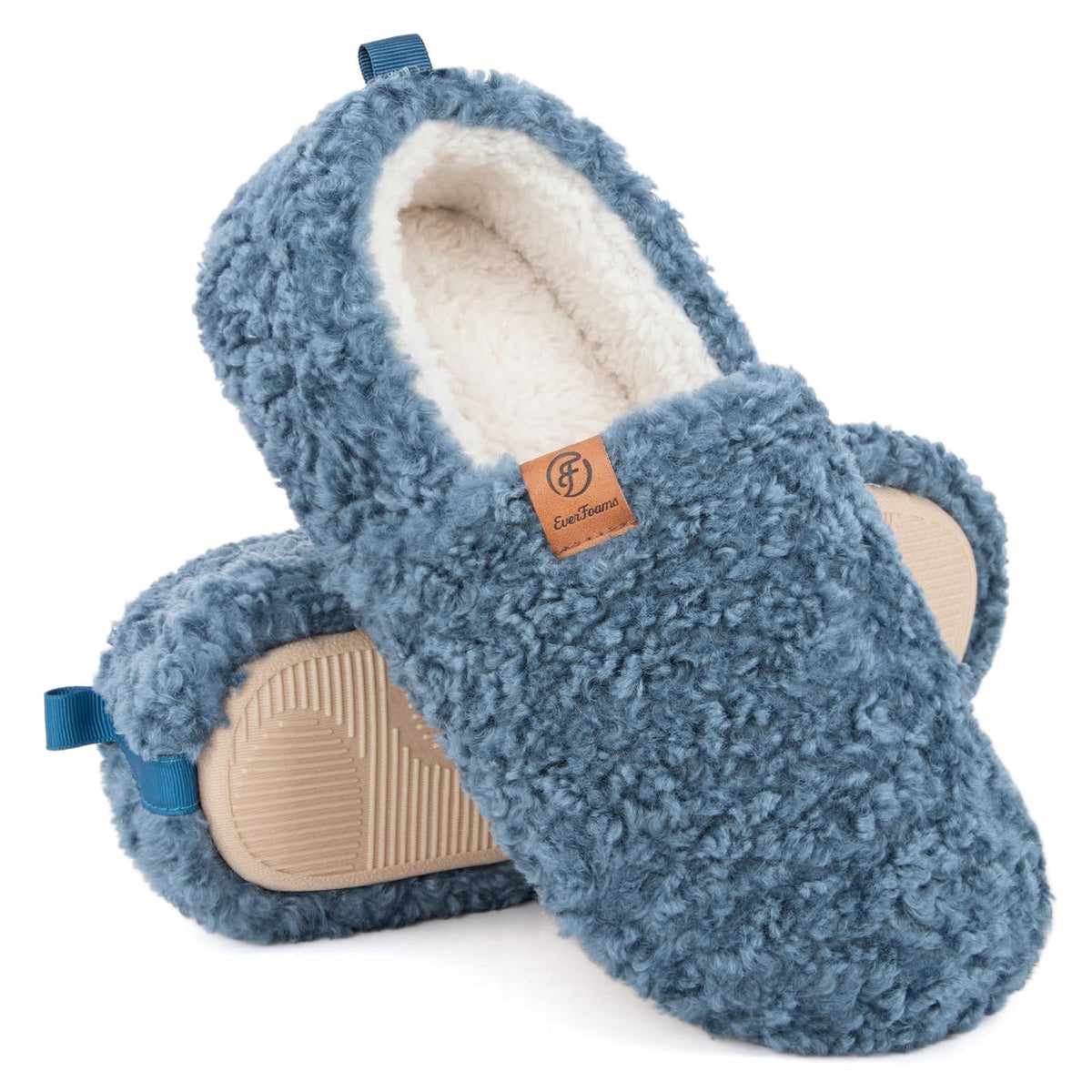 EverFoams Women’s Soft Curly Slippers Memory Foam Lightweight House Shoes