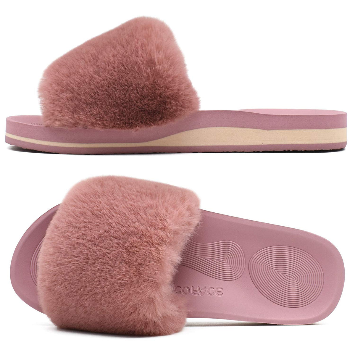 COFACE Womens Slippers with Arch Support Comfy Open Toe Fuzzy Woman House Shoes Plantar Fasciitis Orthotic Ladies Slippers Indoor