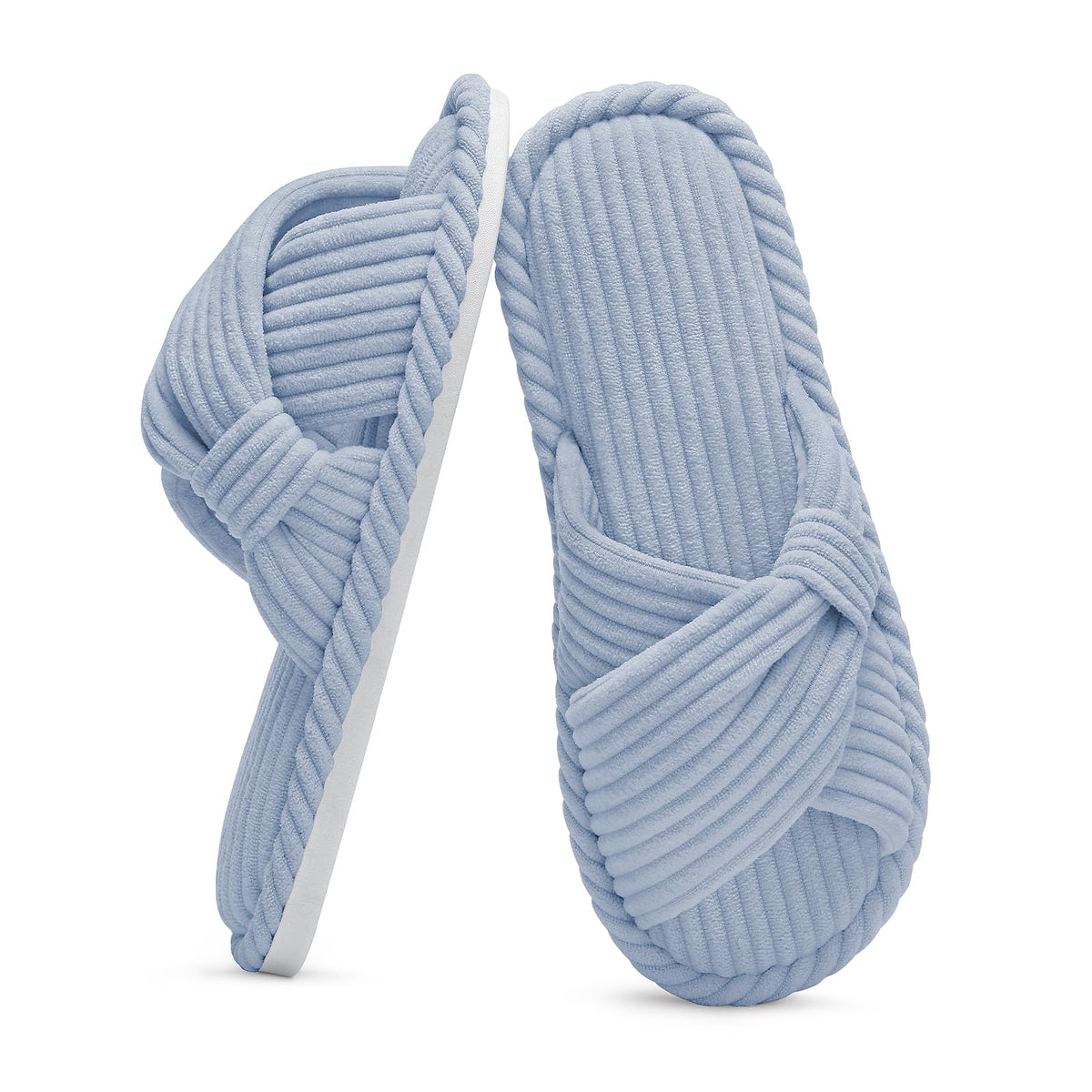 Evshine Summer House Slippers for Women Corduroy Open Toe Indoor Slippers