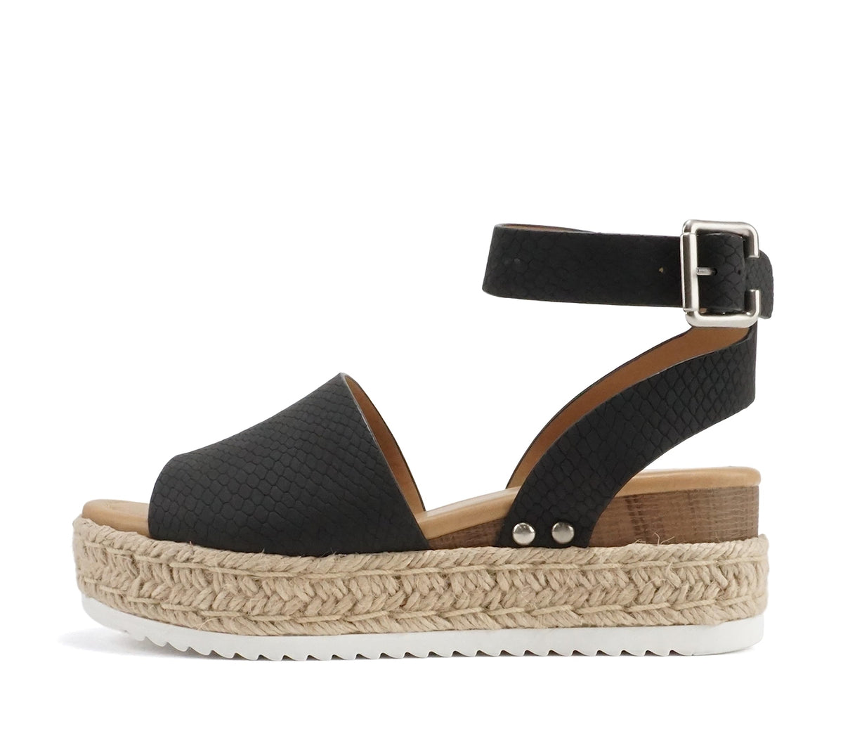 Soda Topic Open Toe Buckle Ankle Strap Espadrilles Flatform Wedge Casual Sandal