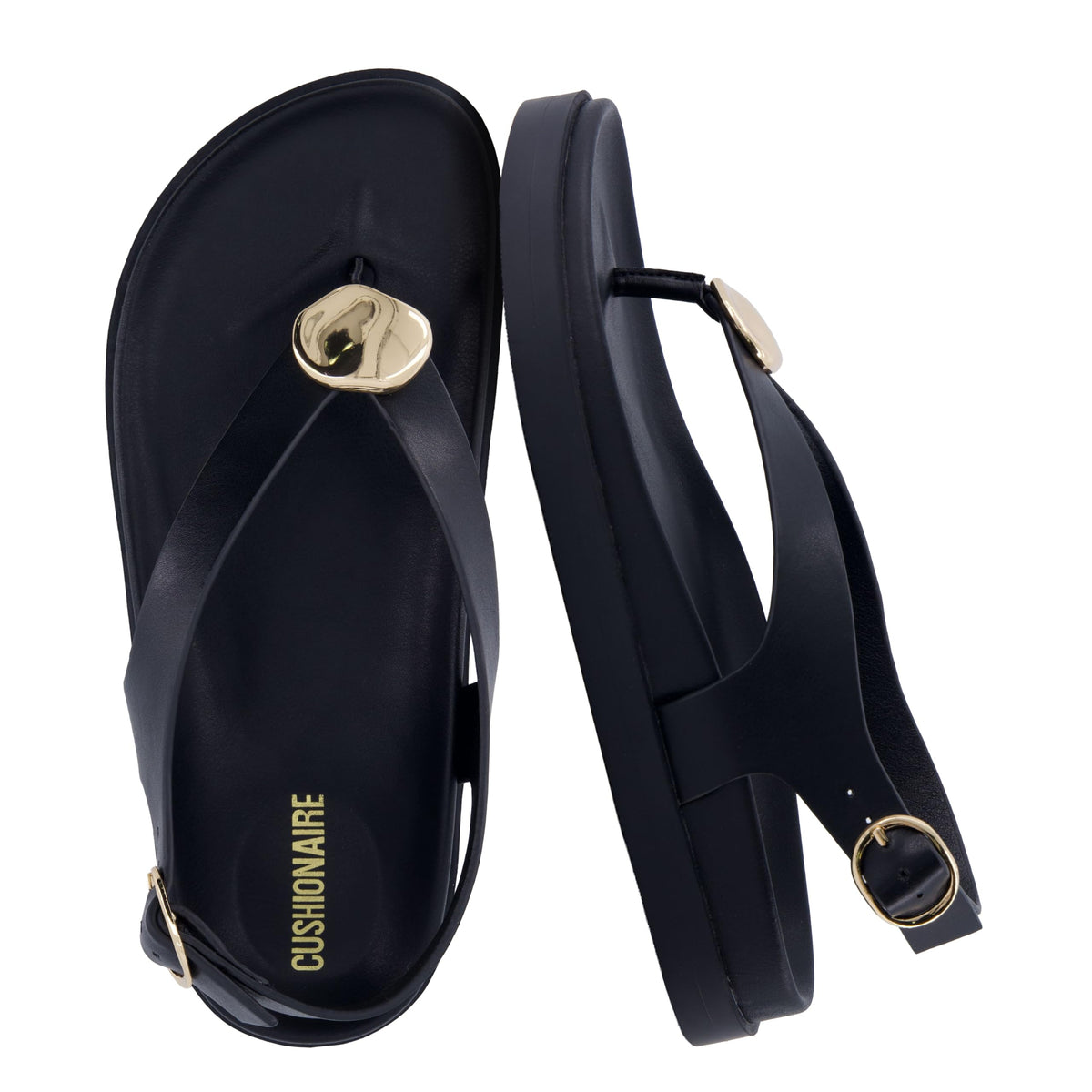 CUSHIONAIRE Expo Thong Sandals for Women, Comfortable Slingback Sandals with Arch Support and Cushioned Footbed