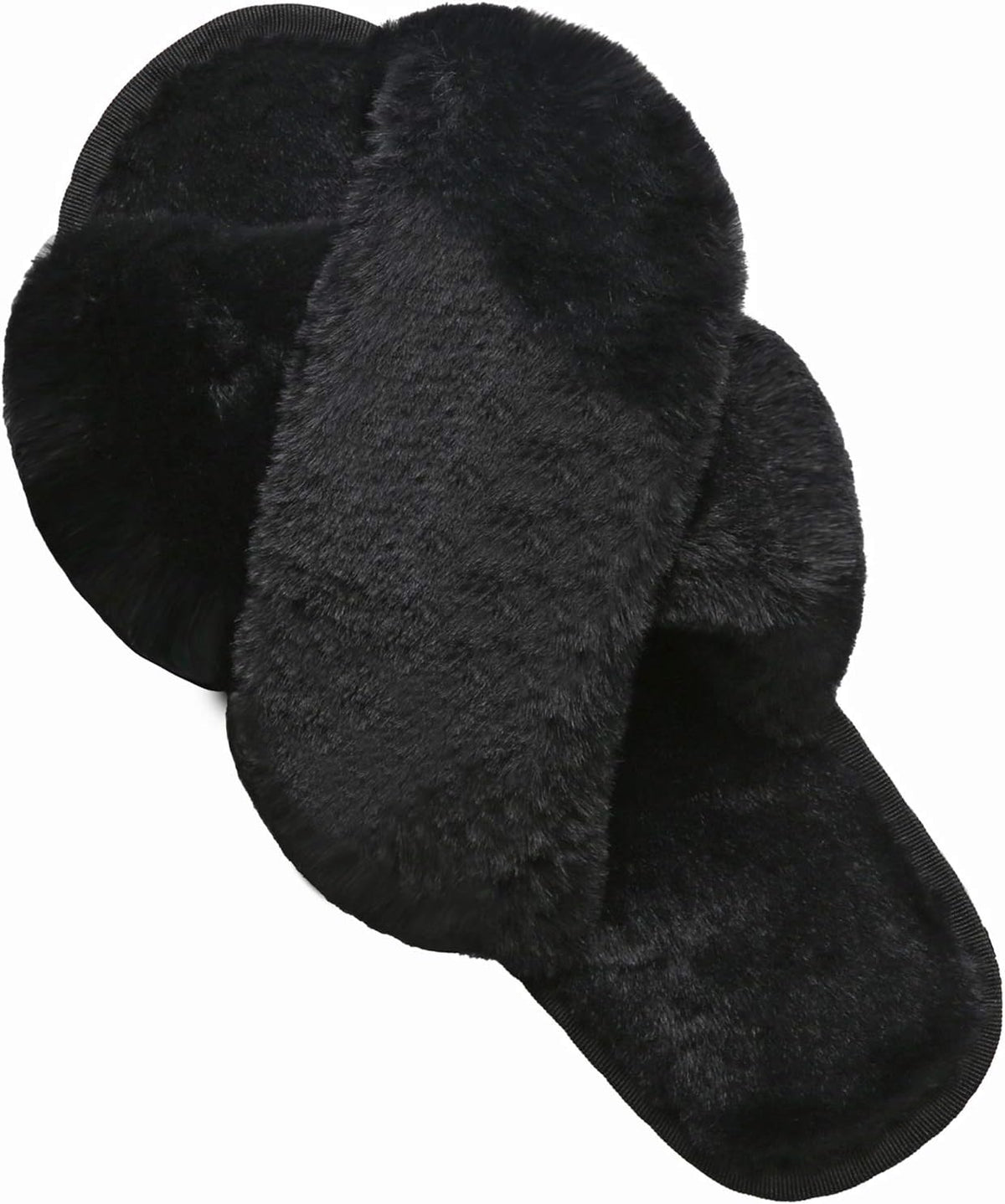 LZLER Women’s Cross Band Slippers, Soft Plush Fleece Lightweight Non Slip Open Toe Flip Flop Shoes House Indoor Outdoor Fur Fuzzy Slippers