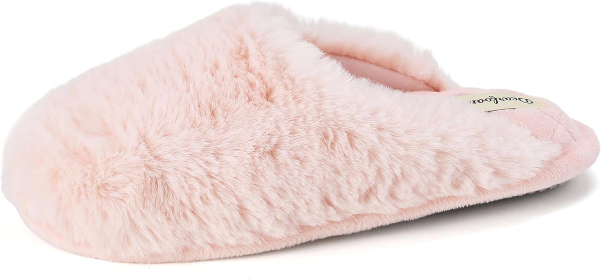 Dearfoams womens Bailey Plush Furry Scuff Slipper