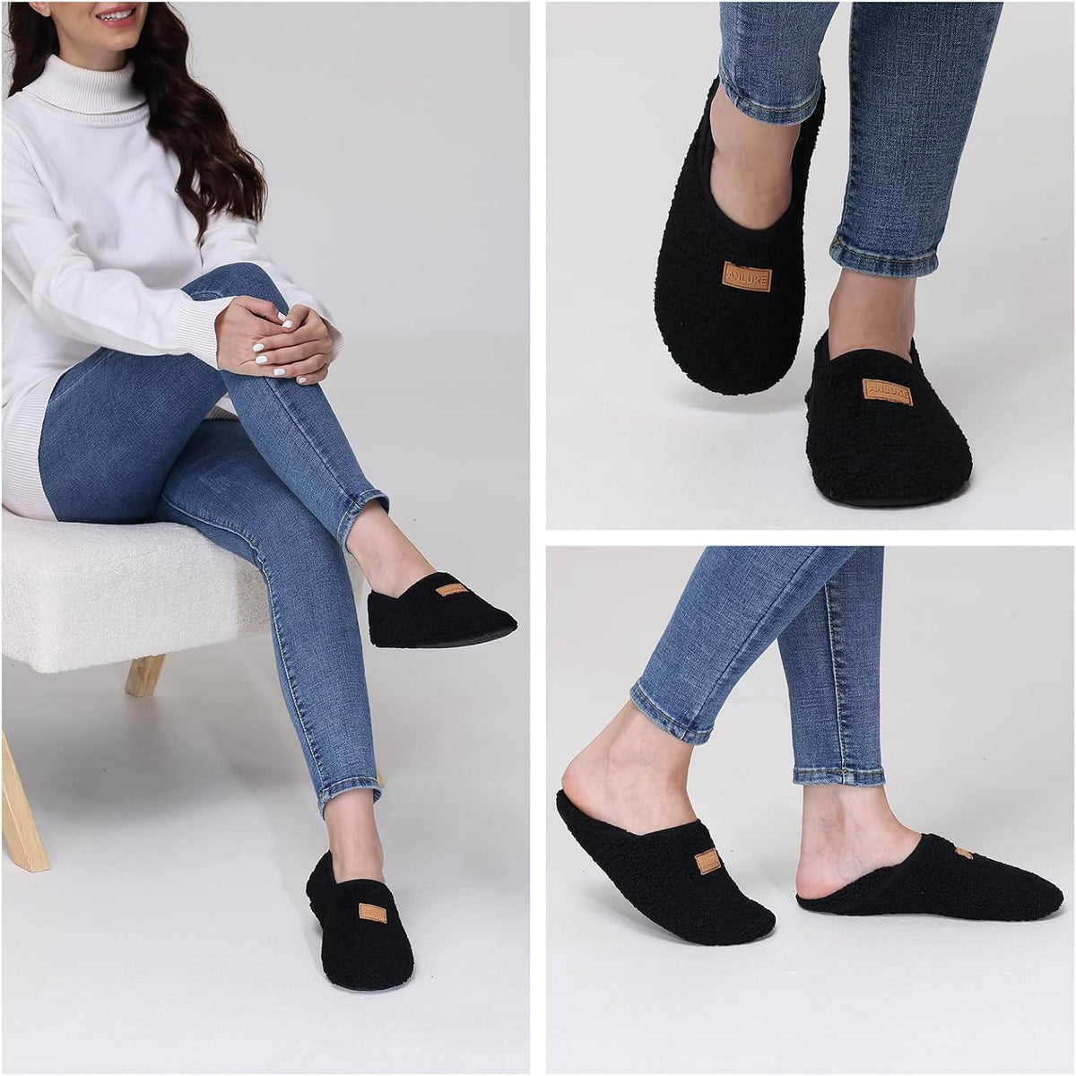 ANLUKE House Slippers for Women Men Fuzzy Socks Indoor/Outdoor