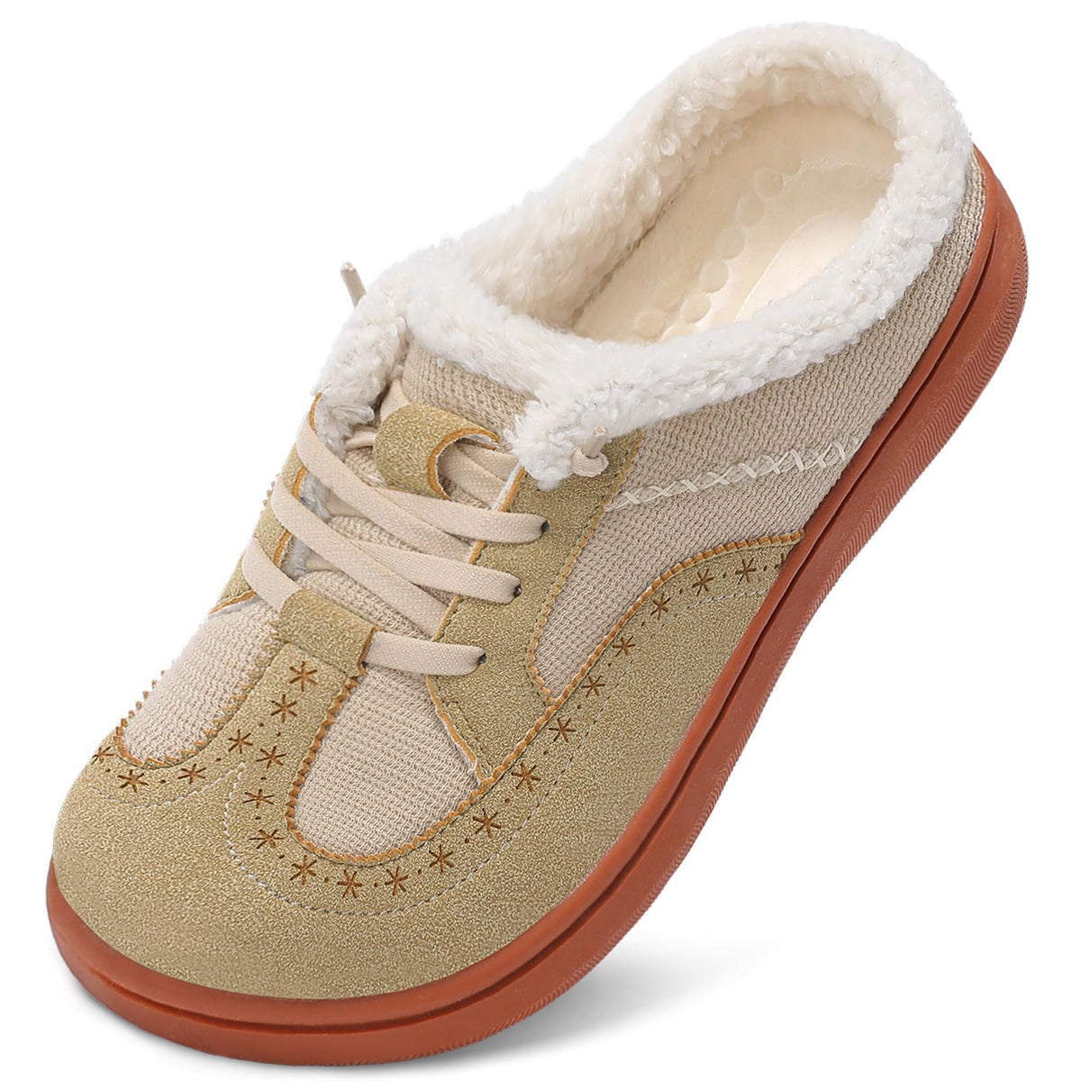 Womens Wide Slippers Comfy Memory Foam House Shoes Fuzzy Lined Mules