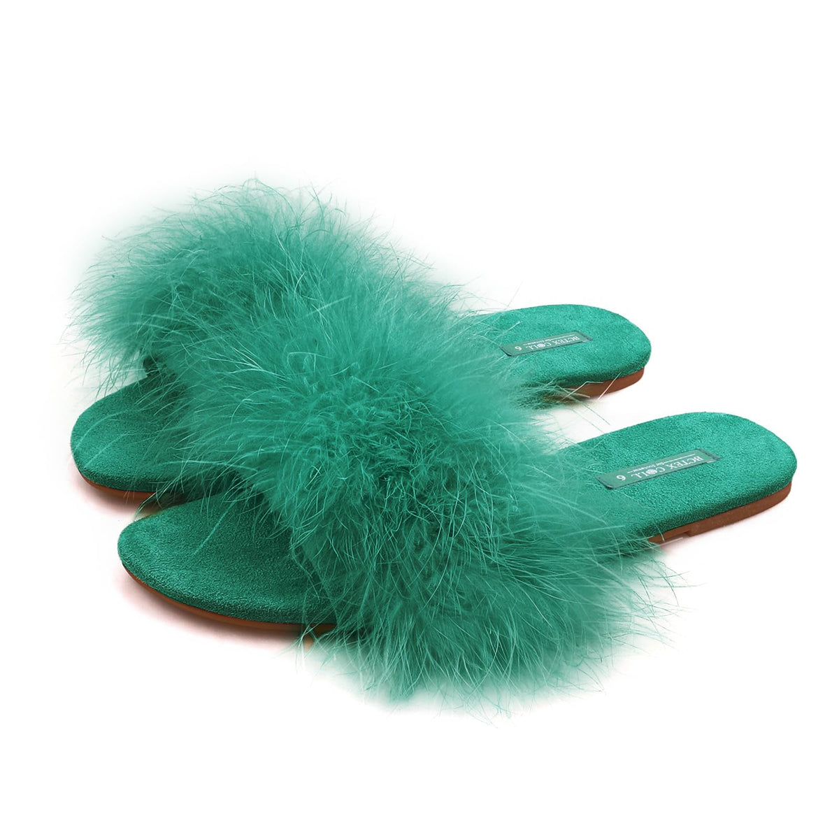BCTEX COLL Women's Fuzzy Fluffy Open Toe Memory Foam Feather Slippers