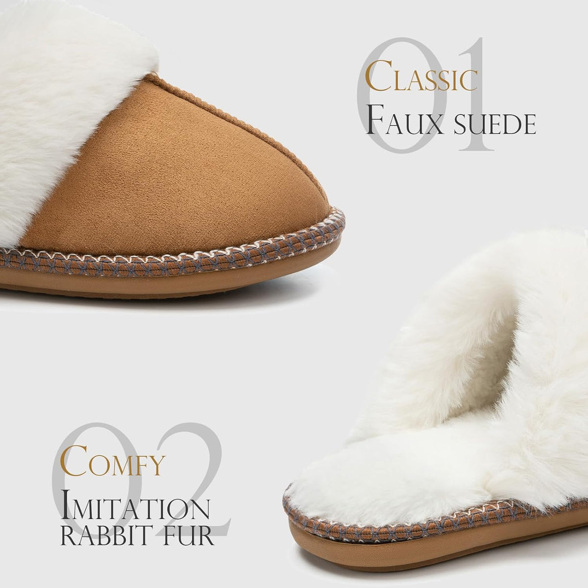 GOEWY Fuzzy Slippers for Women Memory Foam House Shoes Warm Gifts