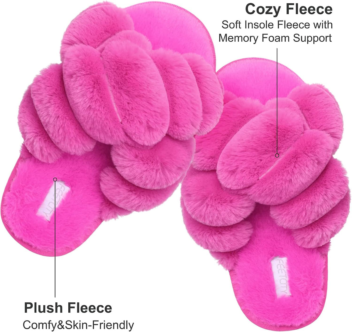 JIASUQI Womens Slippers Fuzzy Fluffy House Slippers for Women House Shoes