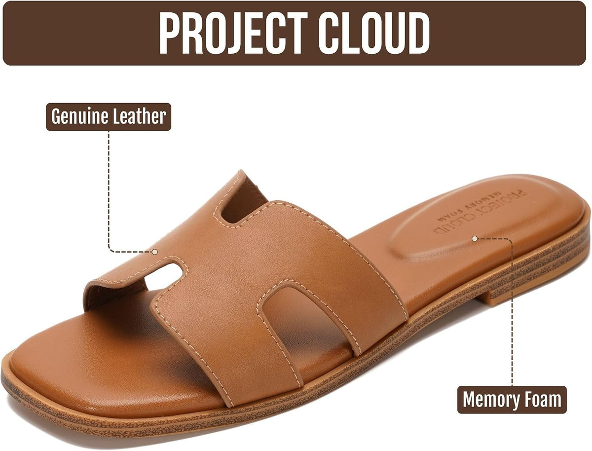 Project Cloud 100% Genuine Leather Sandals Women Flats For Women (Jannel)