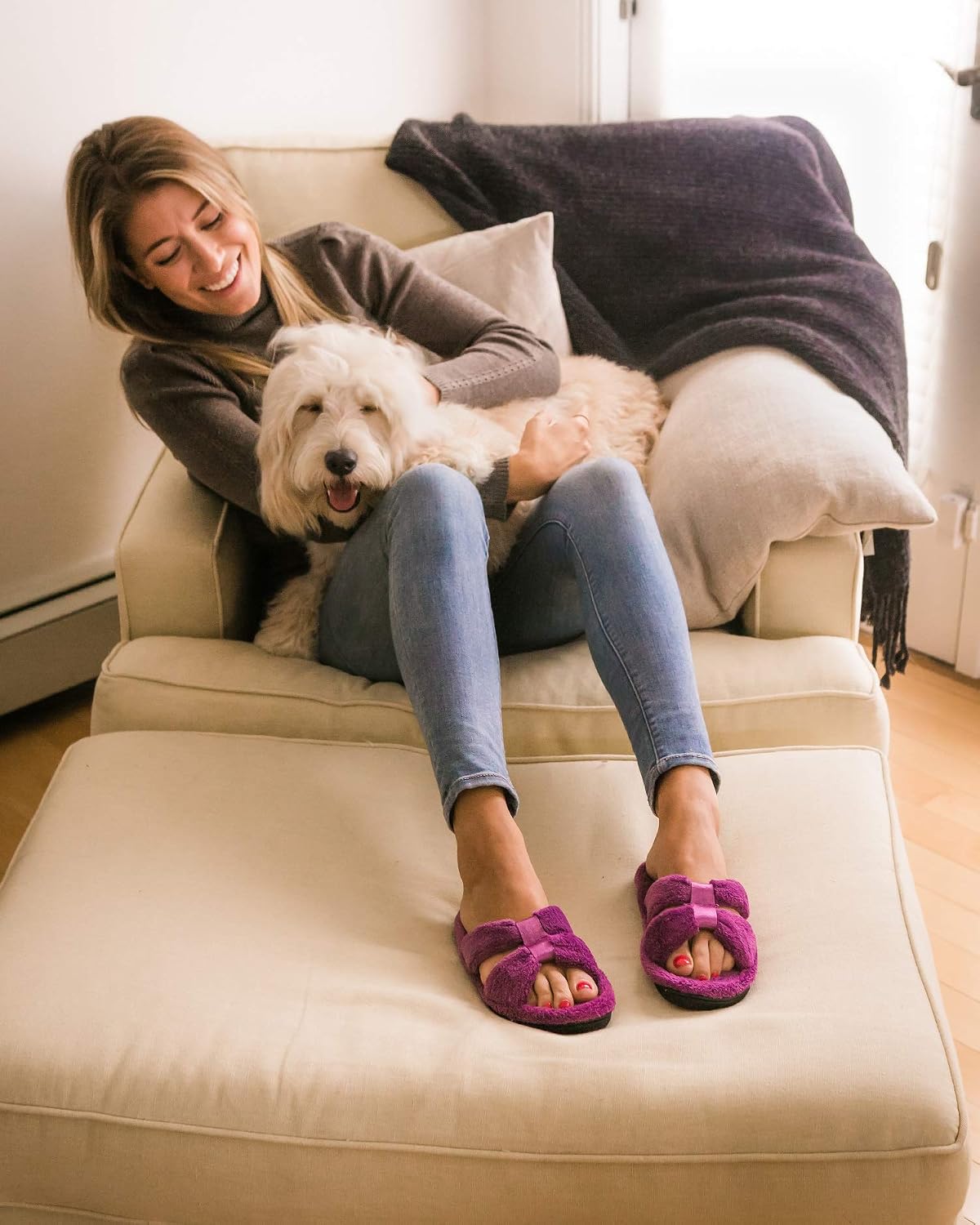 isotoner Women's Microterry X-Slide Slippers with Memory Foam Comfort