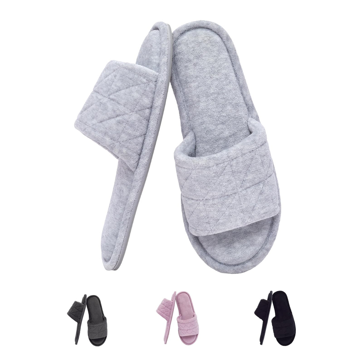Women's Open Toe House Slippers Soft Velvet Portable Memory Foam GRS