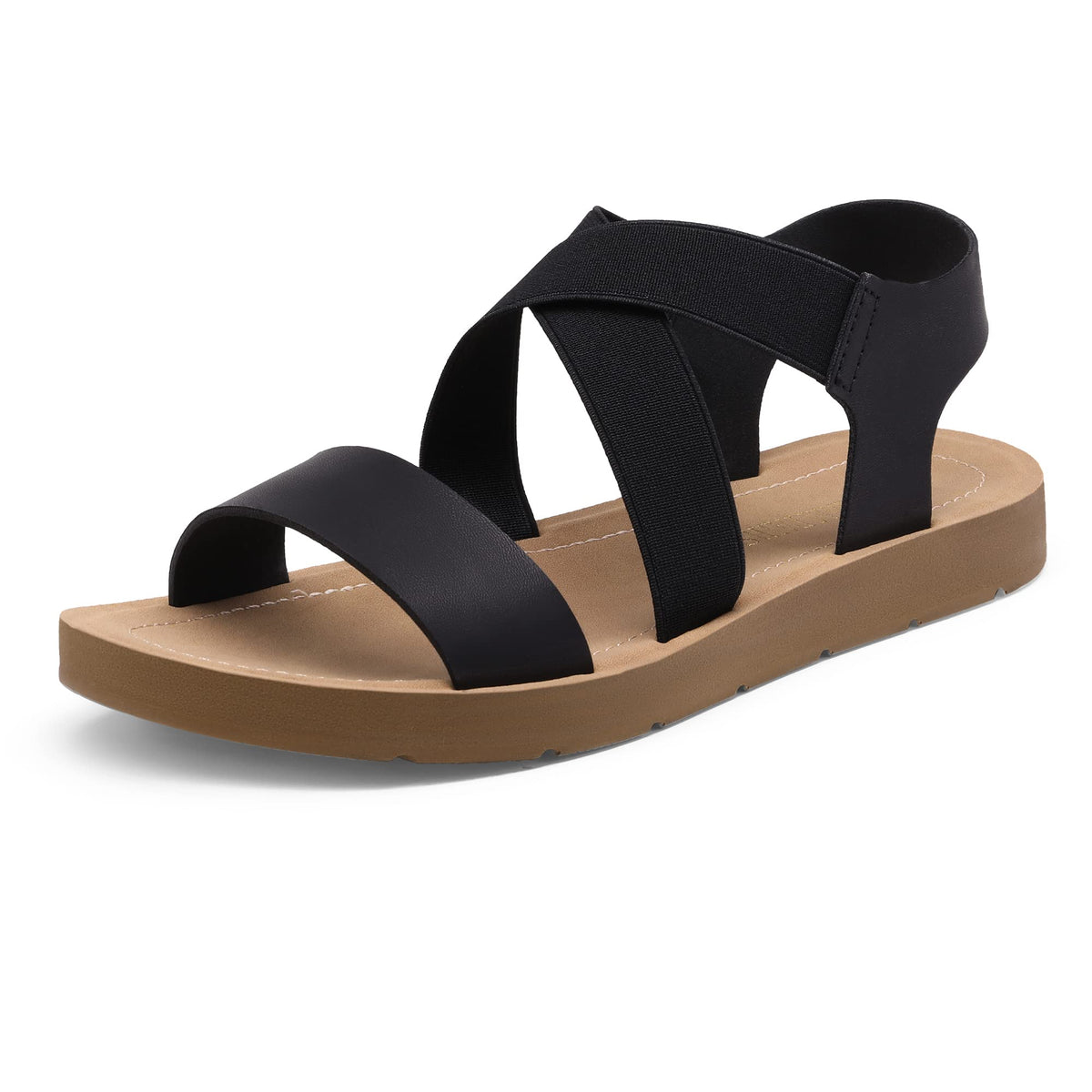 DREAM PAIRS Women's Elastic Ankle Strap Flat Sandals