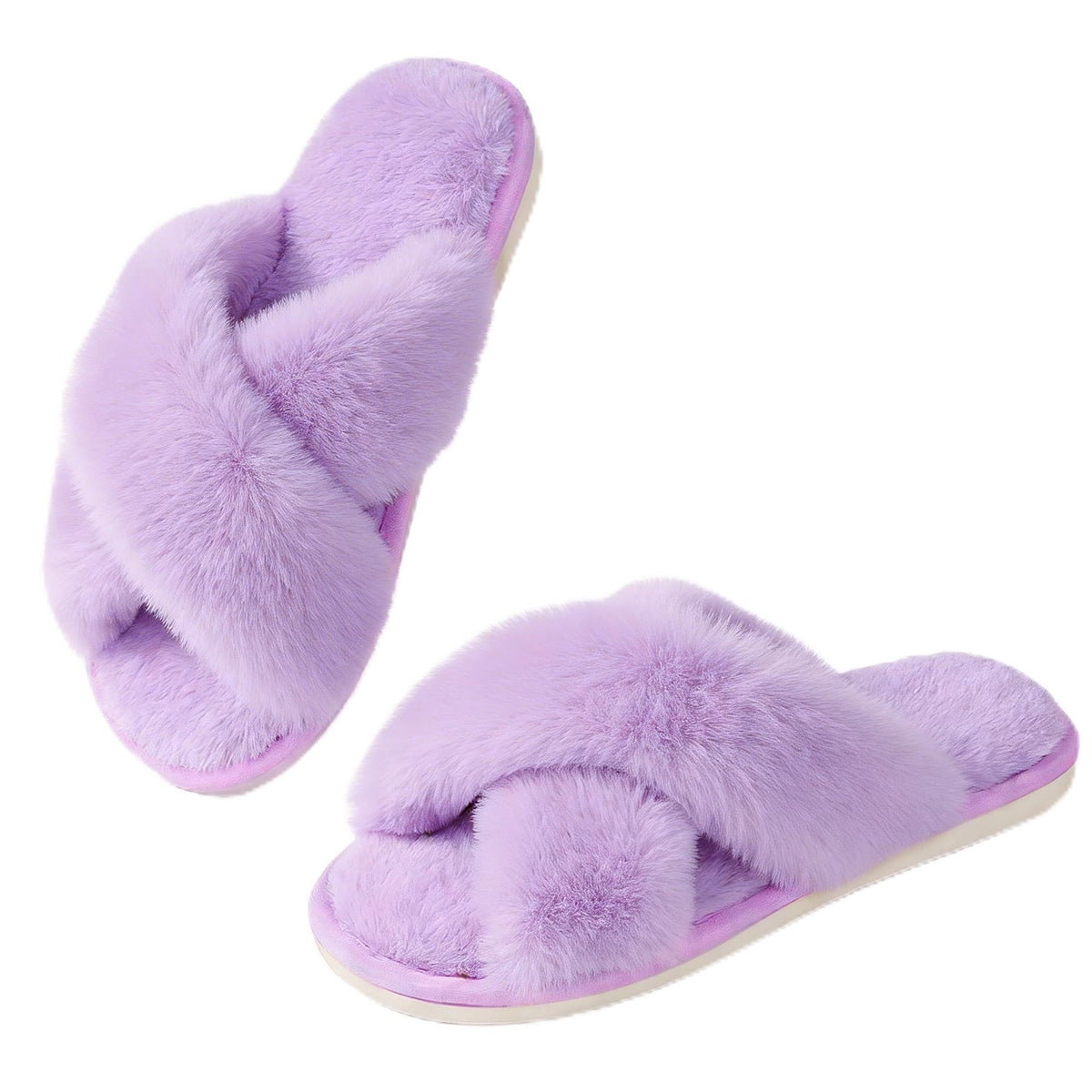 Ankis Memory Foam Fuzzy Slippers for Women,Open Toe House Shoes