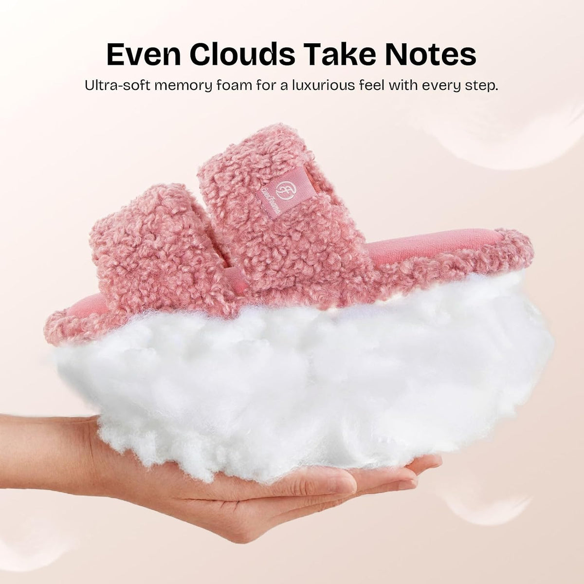 EverFoams Women's Fuzzy Open Toe Slippers Memory Foam Indoor House Shoes