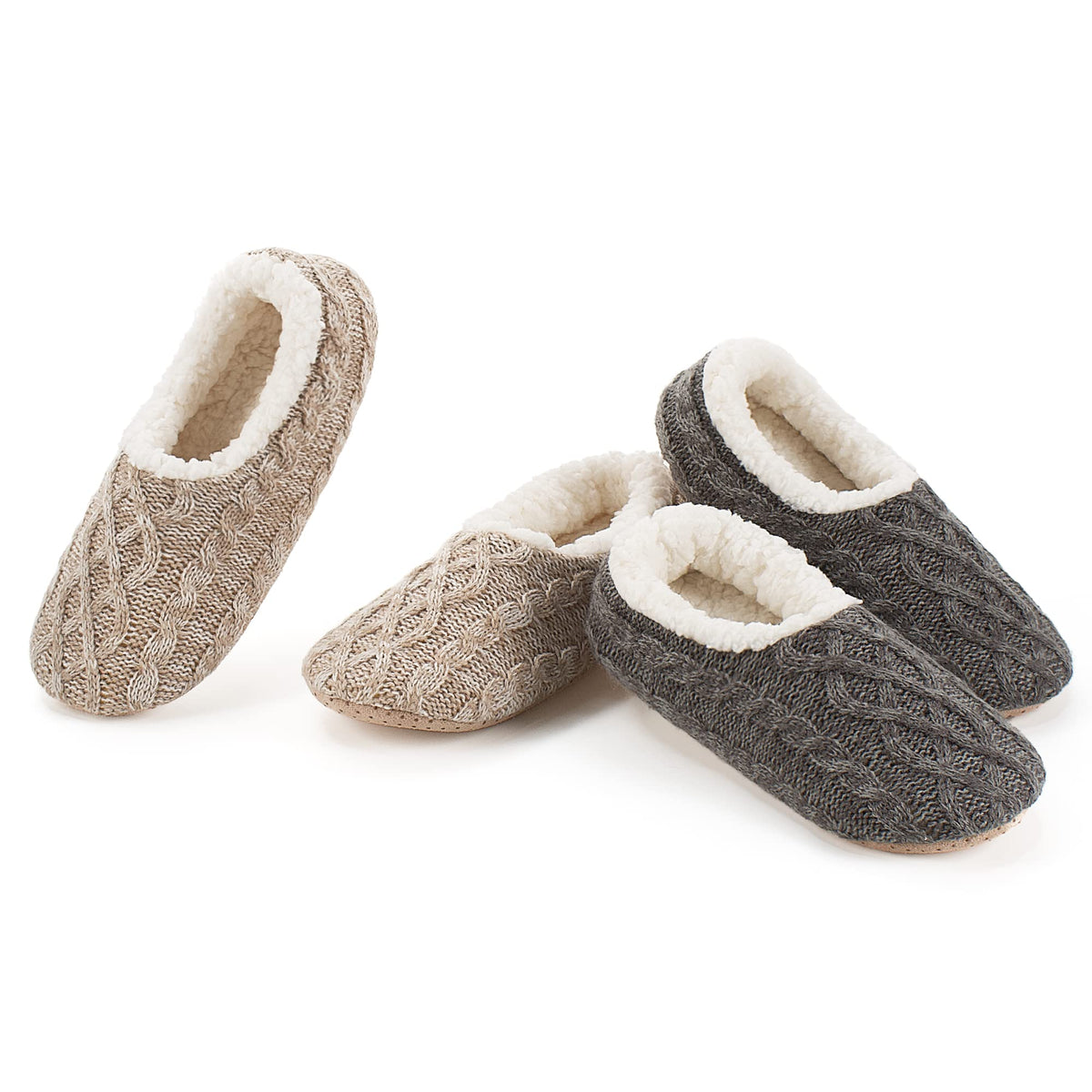 cosyone1997 Womens 2-Pair Knit Slippers Non Slip Slipper Socks