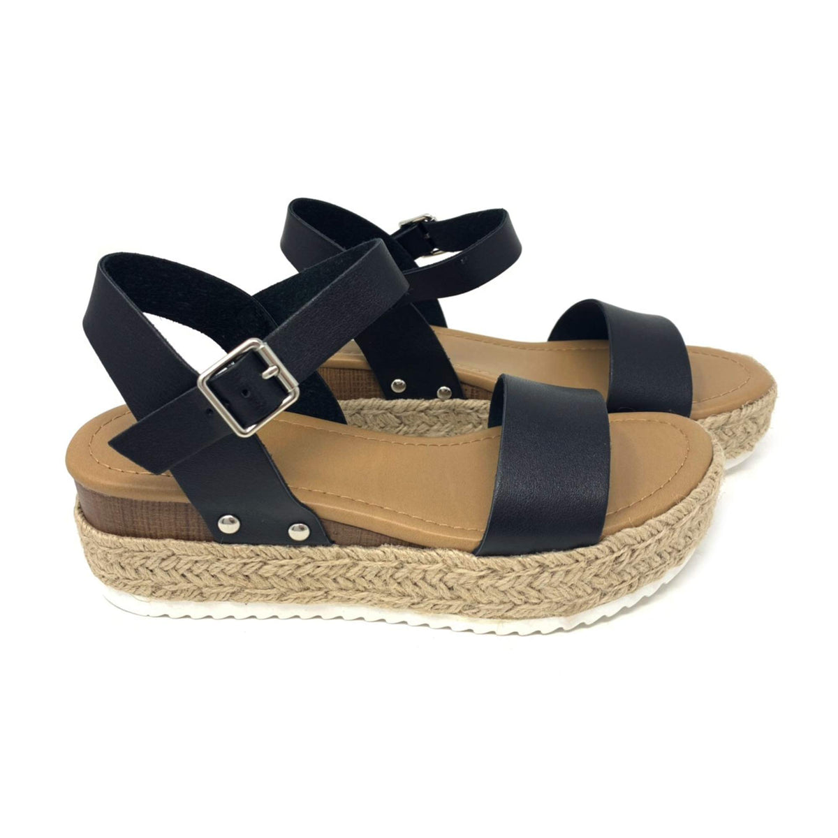 Soda CLIP ~ Women Open Toe Ankle Strap Platform Espadrille Sandal