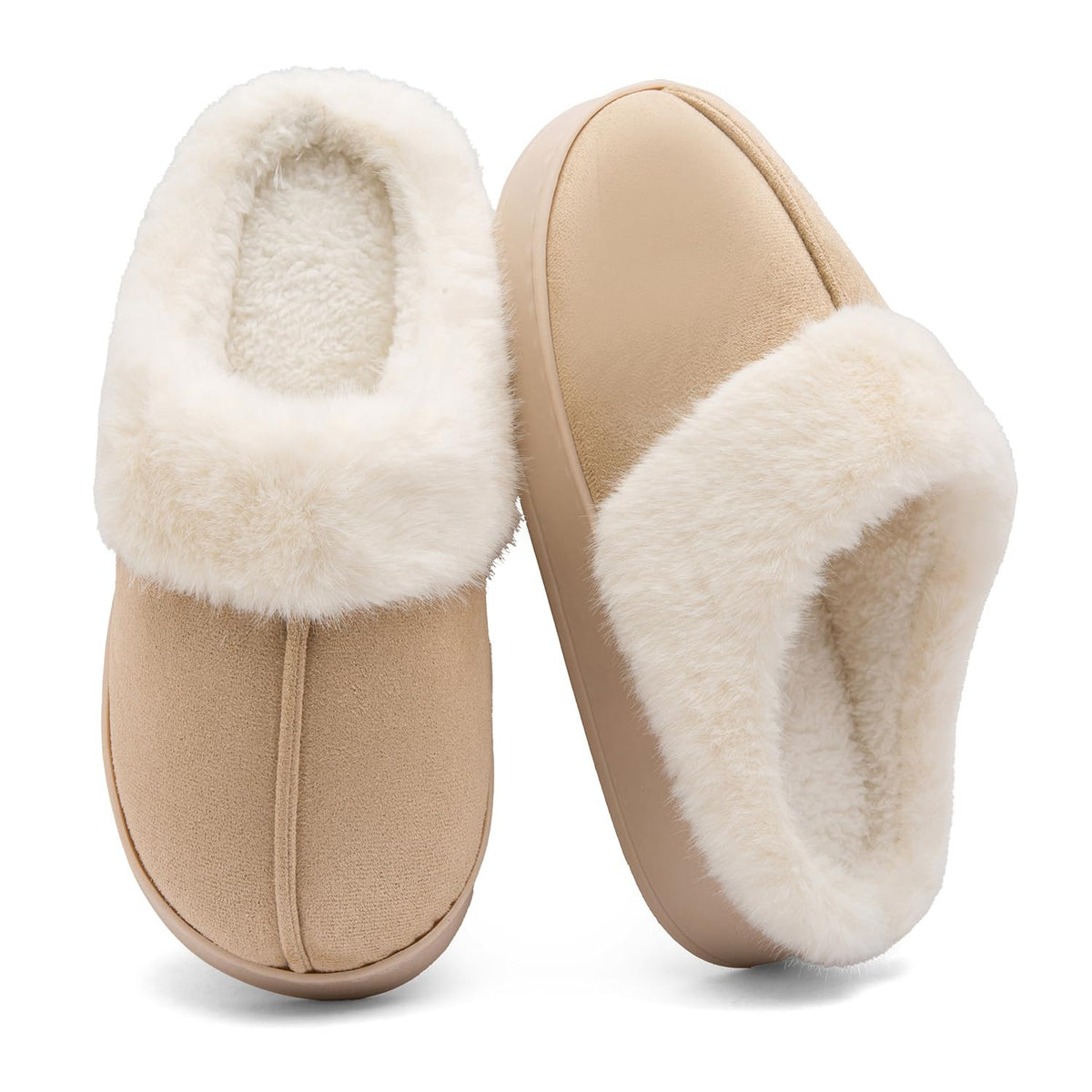 Women's Fuzzy Memory Foam Slippers Comfy Soft Winter Slip On House Slippers Bedroom Shoes with Warm Plush Lining and Indoor Outdoor Soles