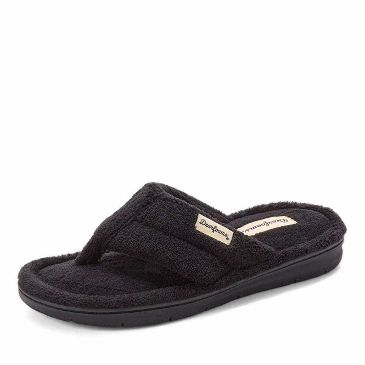 Dearfoams Women's Melanie Thong Slide Memory Foam Terry Sandal Summer House Slippers