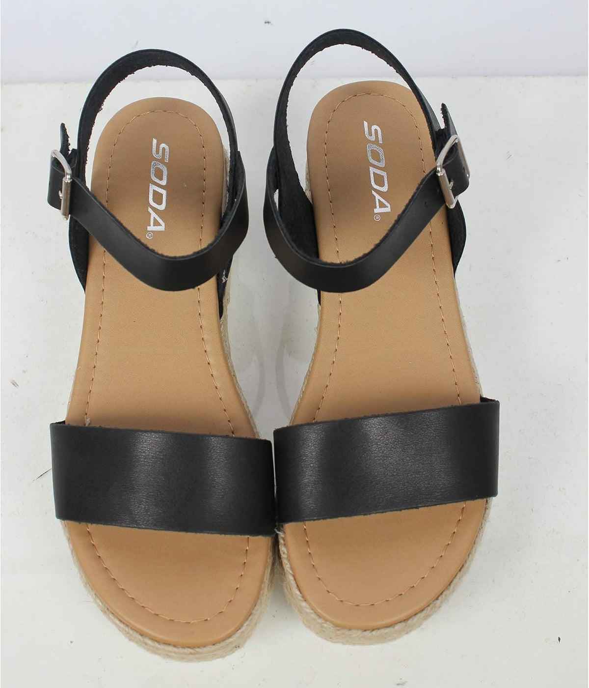 Soda CLIP ~ Women Open Toe Ankle Strap Platform Espadrille Sandal