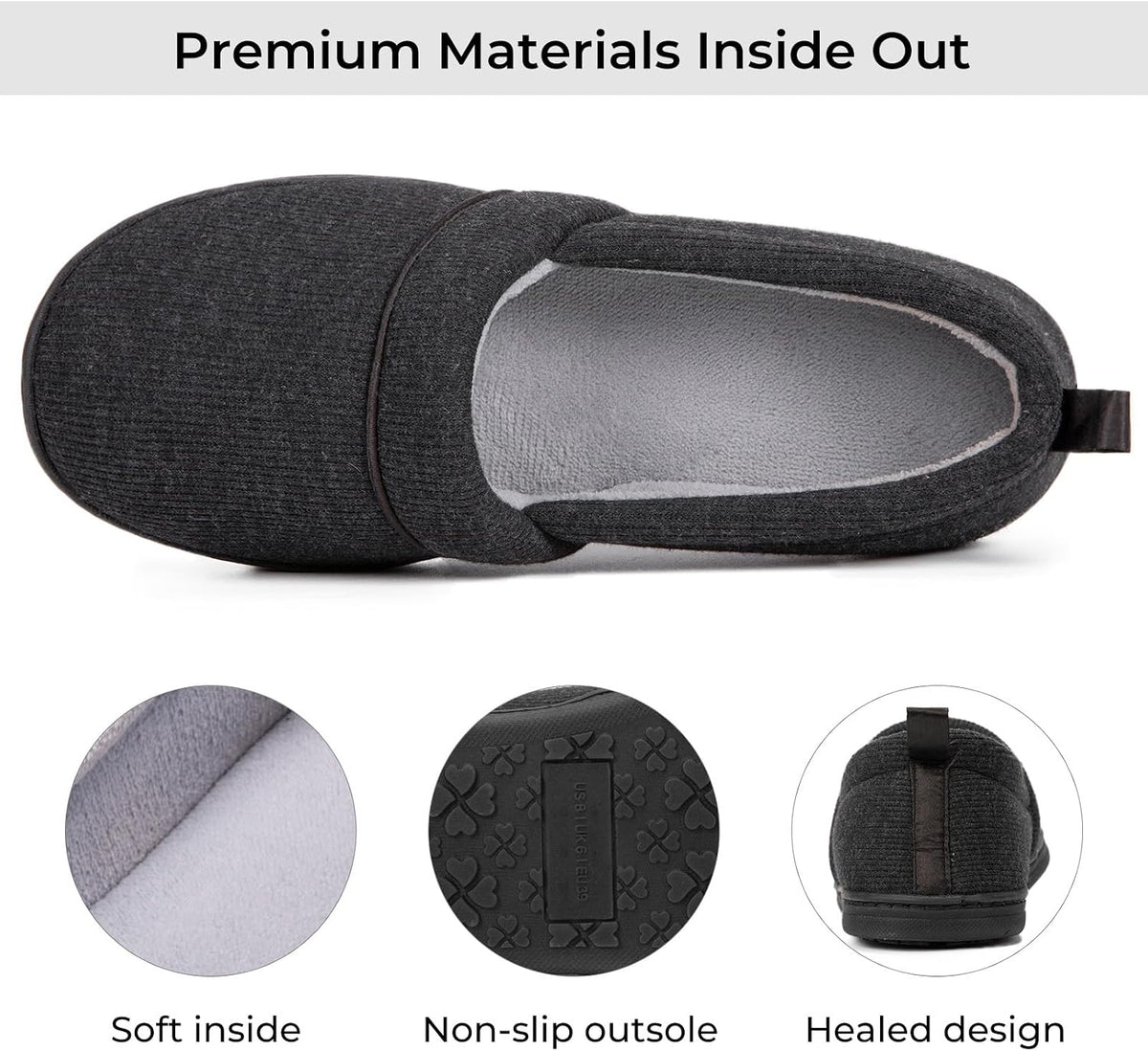 HomeTop Women's Comfy Loafer Slippers Memory Foam Non-slip House Shoes