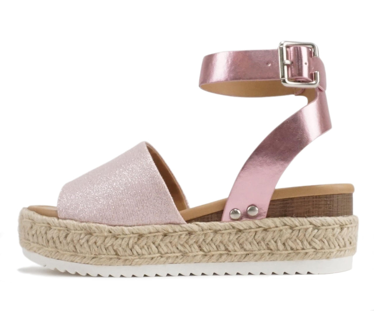 Soda Topic Open Toe Buckle Ankle Strap Espadrilles Flatform Wedge Casual Sandal