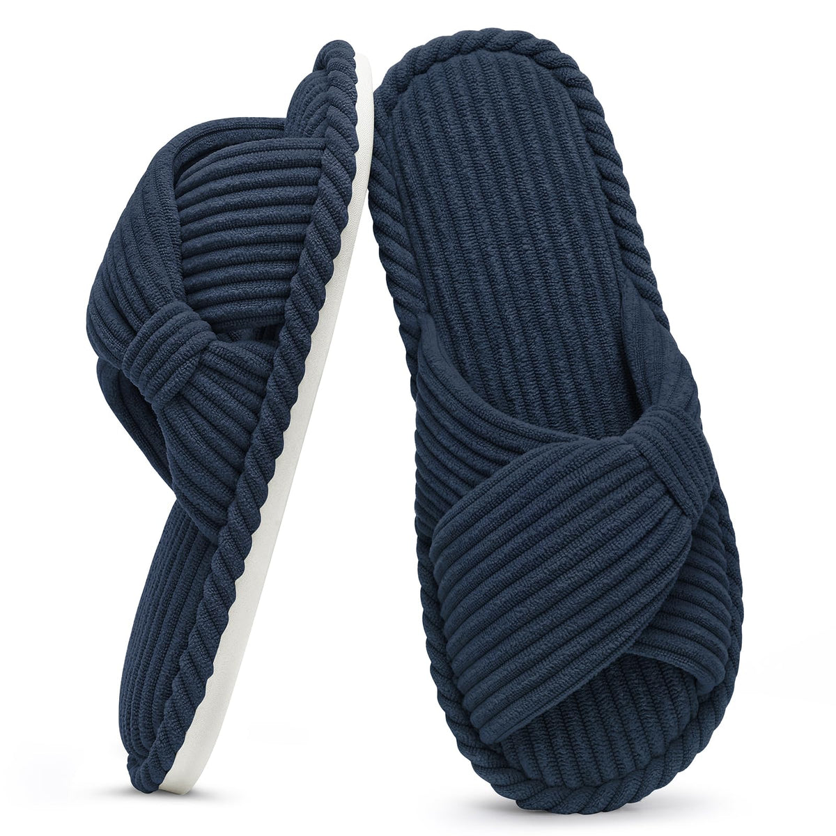 Evshine Summer House Slippers for Women Corduroy Open Toe Indoor Slippers