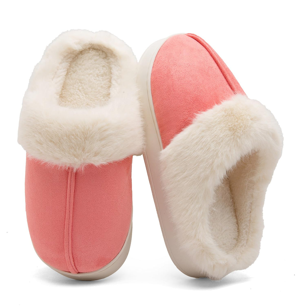 Women's Fuzzy Memory Foam Slippers Comfy Soft Winter Slip On House Slippers Bedroom Shoes with Warm Plush Lining and Indoor Outdoor Soles