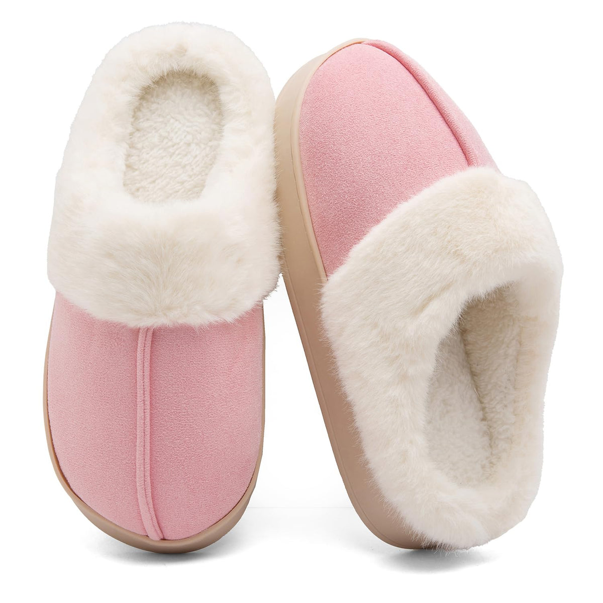 Women's Fuzzy Memory Foam Slippers Comfy Soft Winter Slip On House Slippers Bedroom Shoes with Warm Plush Lining and Indoor Outdoor Soles