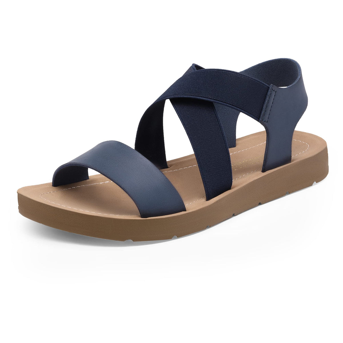 DREAM PAIRS Women's Elastic Ankle Strap Flat Sandals