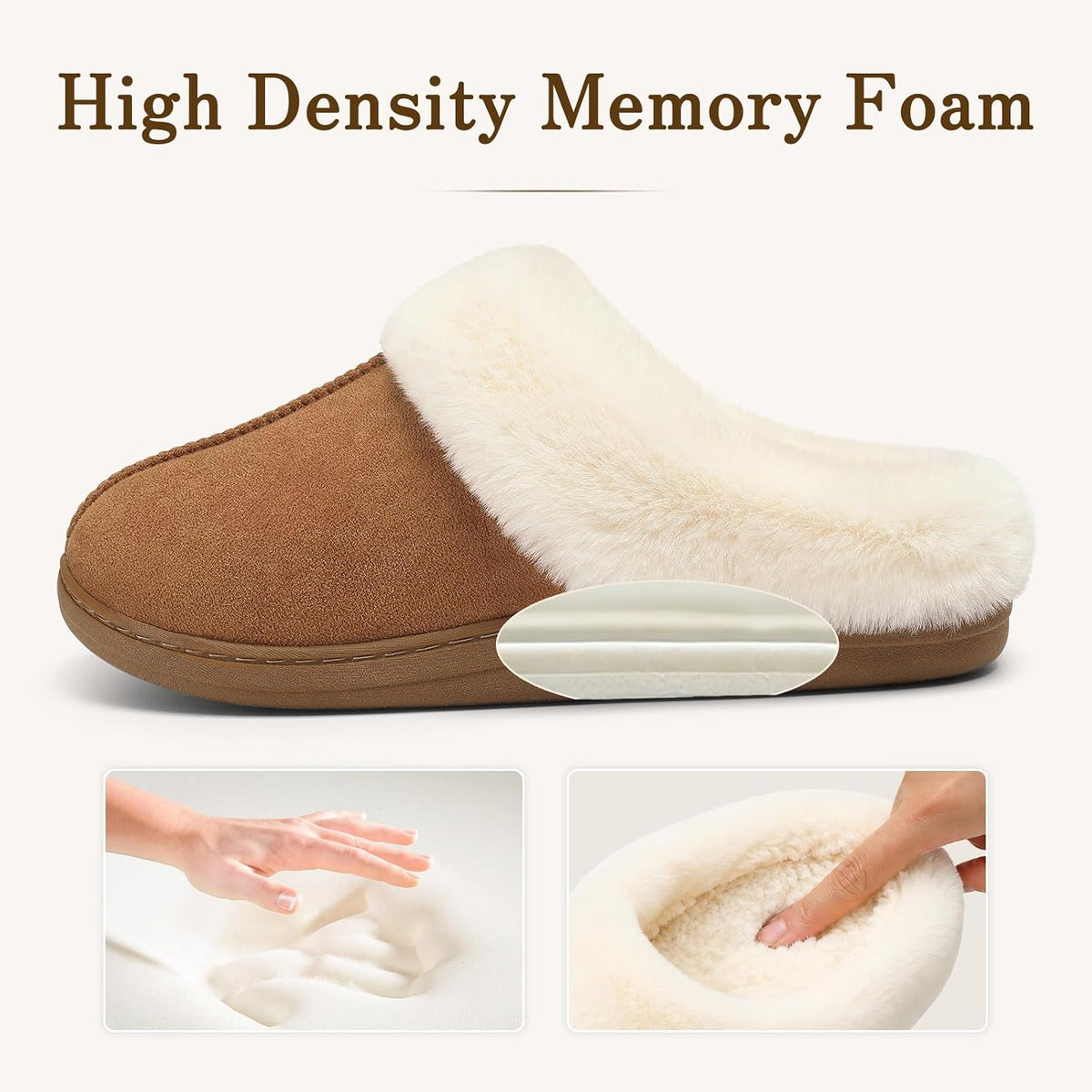 Evshine Women's Memory Foam Fuzzy Slippers Cozy House Shoes