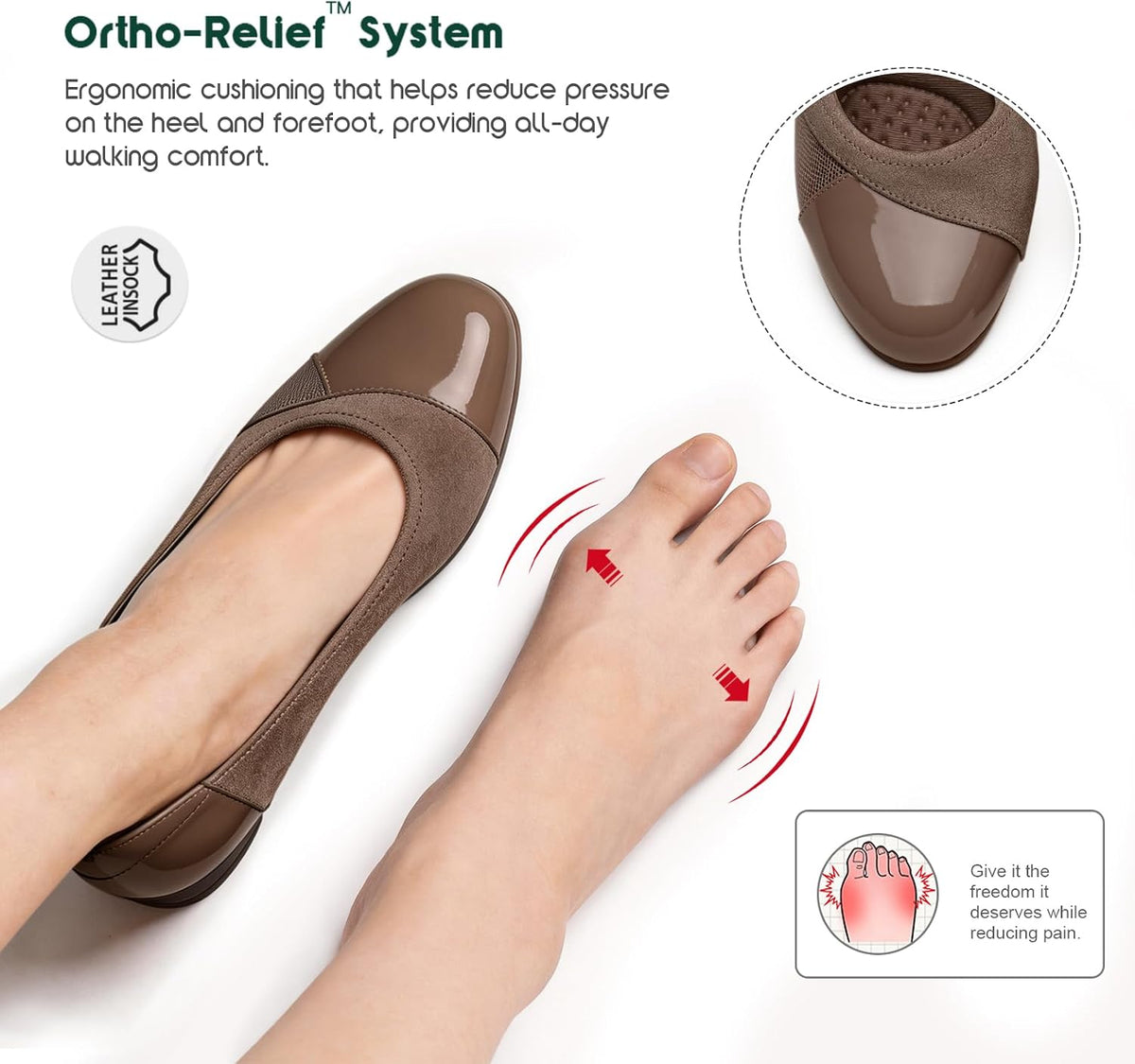 Orthopedic Dress Shoes for Women Low Heel Slip On Women's Pumps Comfortable Office Work Shoes