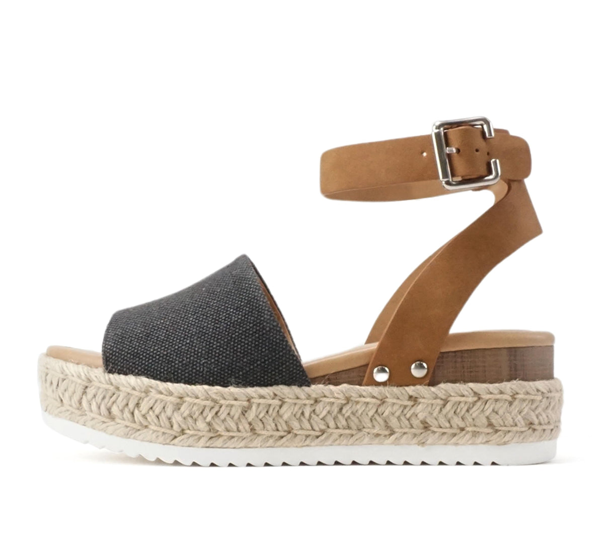 Soda Topic Open Toe Buckle Ankle Strap Espadrilles Flatform Wedge Casual Sandal