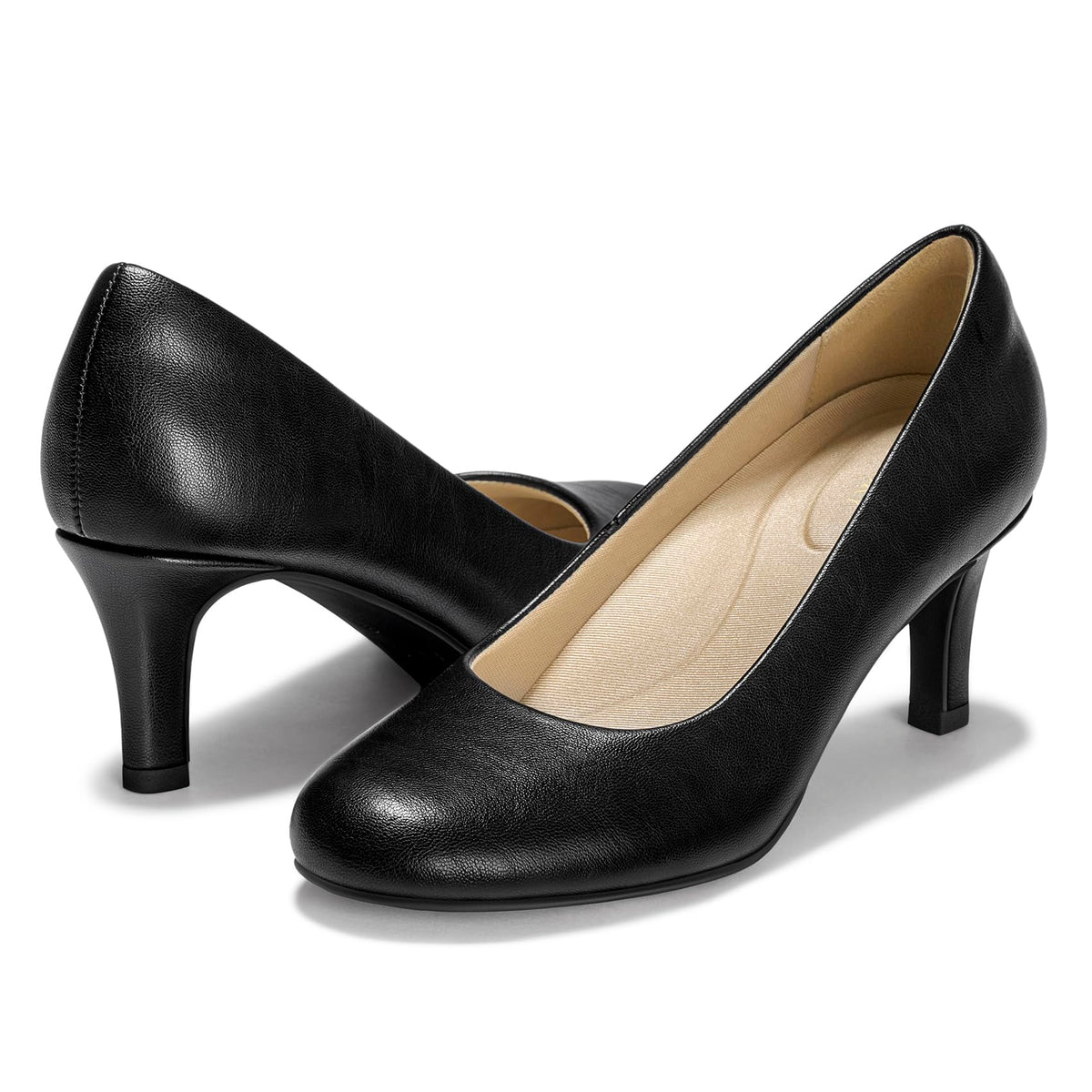 FITORY Women's Kitten Heels Closed Round Toe Pumps Comfortable Dress Shoes