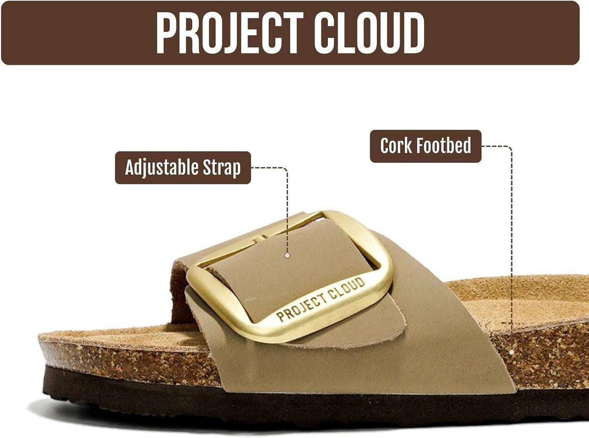 Project Cloud 100% Genuine Leather Sandals Women Comfortable Womens Slides