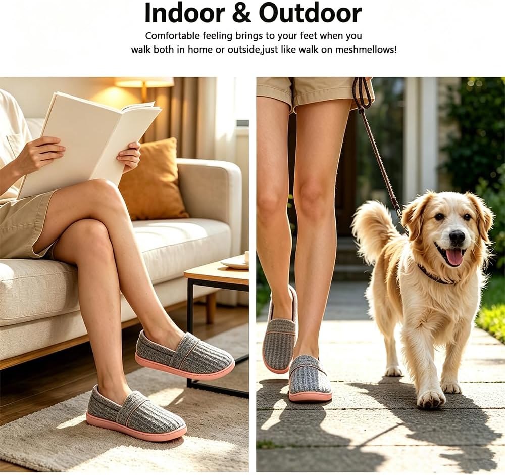 Urbancolor Women Washable Closed Back Indoor Slippers Anti-Slip House Slipper Breathable Home Shoes