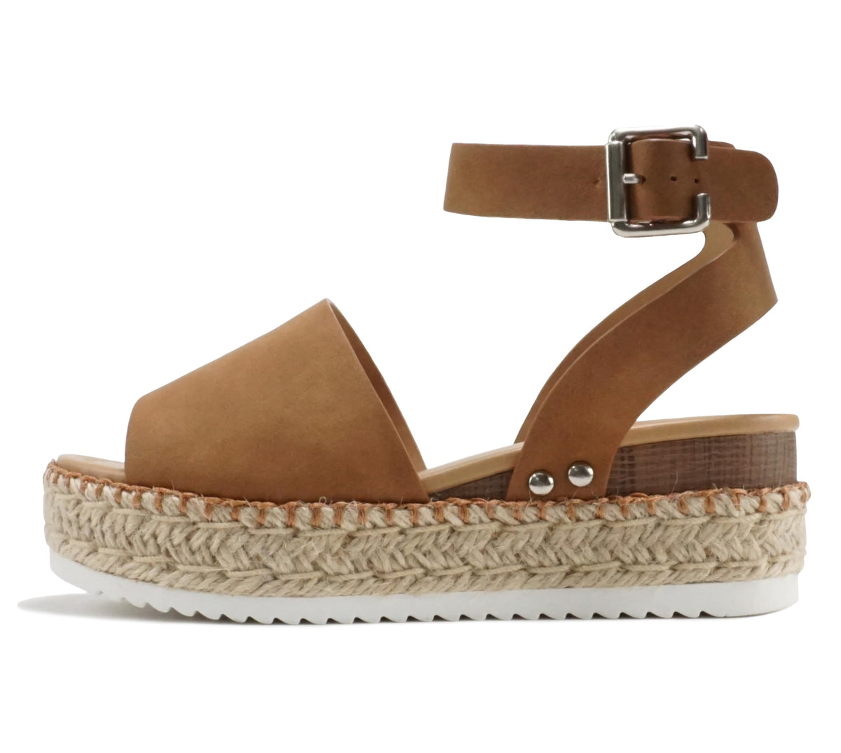 Soda Topic Open Toe Buckle Ankle Strap Espadrilles Flatform Wedge Casual Sandal