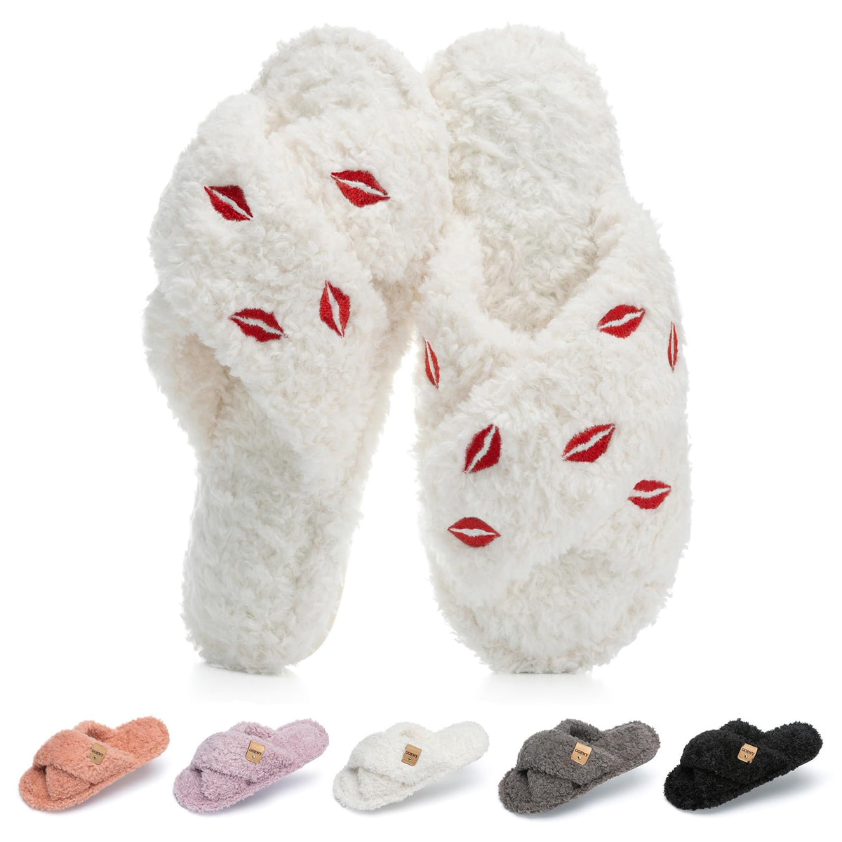 GOEWY Fuzzy Open Toe Slippers for Women Cozy Memory Foam House Shoes Indoor