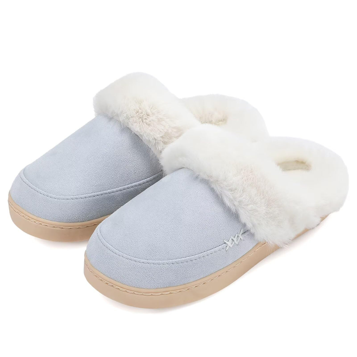 NineCiFun Women's and Men's Memory Foam House Slippers, Faux Fur Lined Indoor Fuzzy Slippers with No-slip Sole, Slip on Suede Home Shoes, Warm Winter Gift for Women & Men