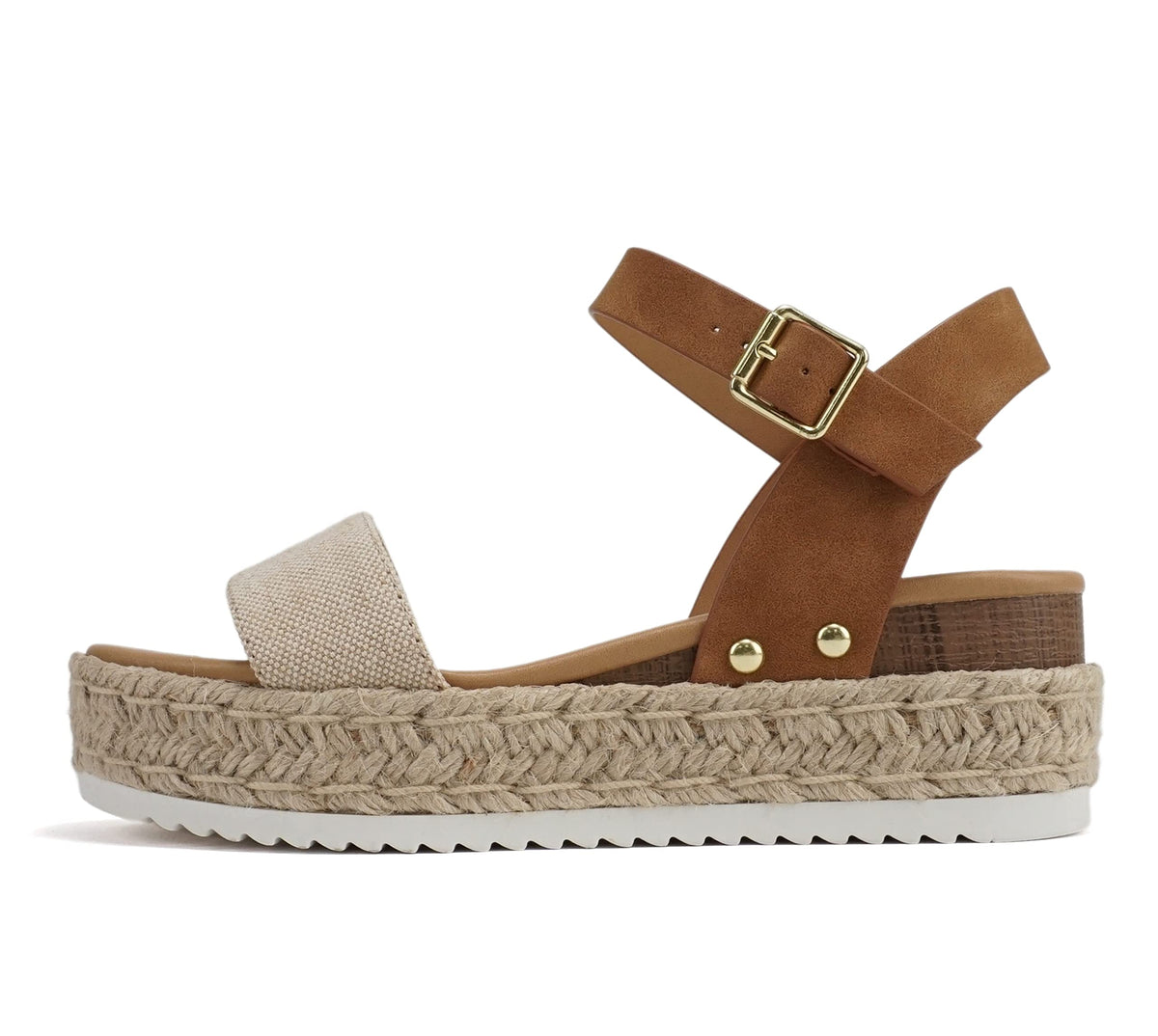 Soda CLIP ~ Women Open Toe Ankle Strap Platform Espadrille Sandal